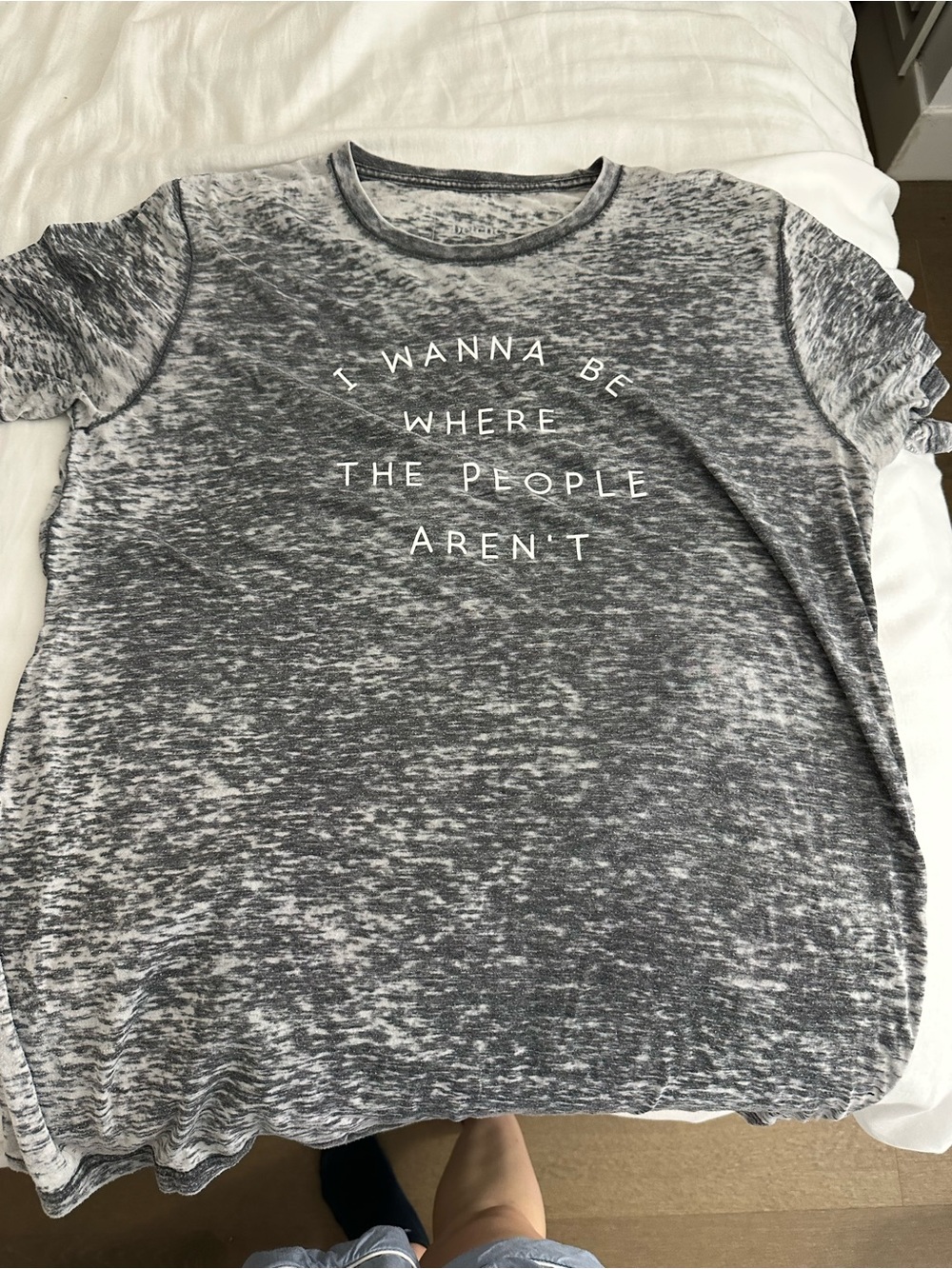 Gray Graphic Crewneck Shirt - “I Wanna Be Where The People Aren't”